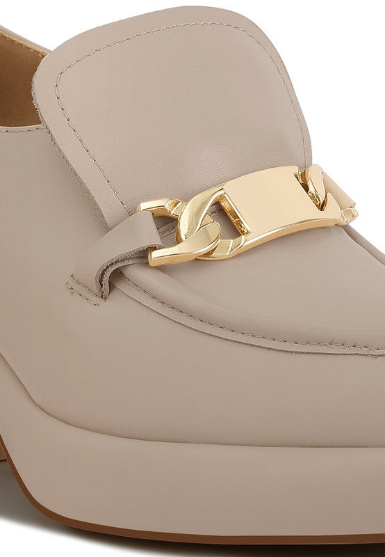 Morgan Metallic Embellishment Platform Loafers - SELFTRITSS