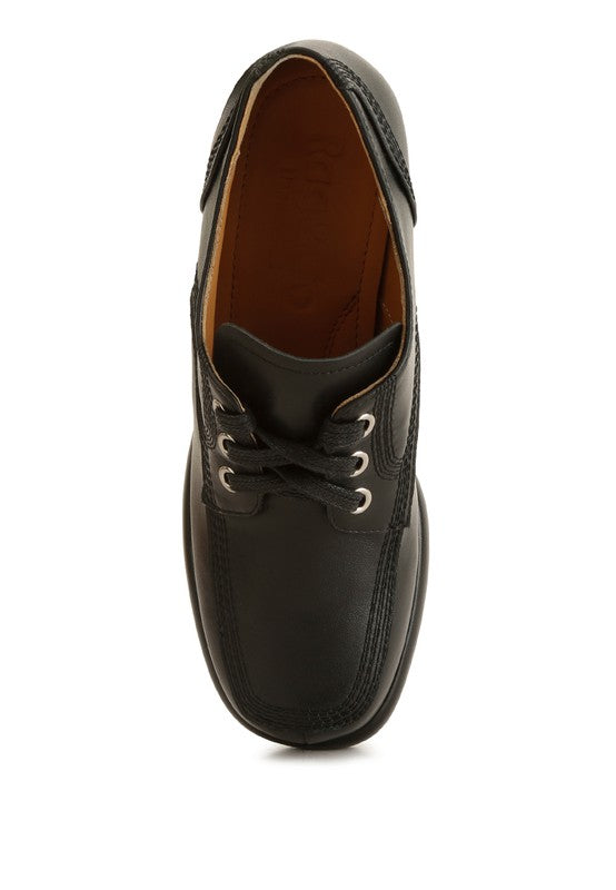 Zaila Leather Block Heel Oxfords - SELFTRITSS