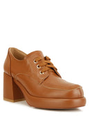 Zaila Leather Block Heel Oxfords - SELFTRITSS