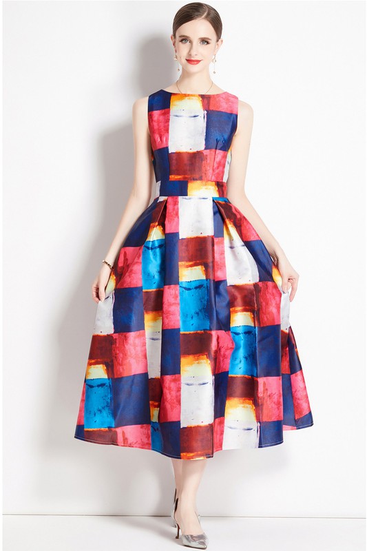 Geometric Print Maxi Dress