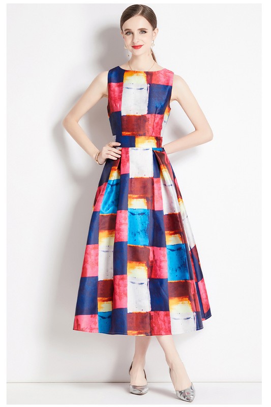 Geometric Print Maxi Dress