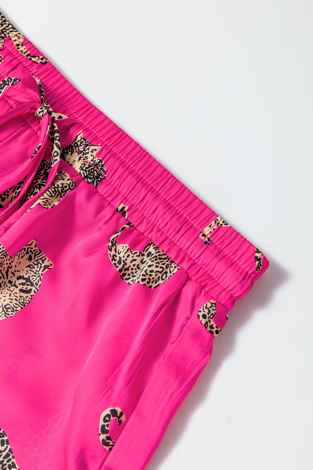 Strawberry Pink Cheetah Print Satin Shirt and Shorts Lounge Set - SELFTRITSS