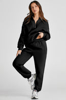 Quarter Zip Long Sleeve Top and Pants Set - SELFTRITSS   