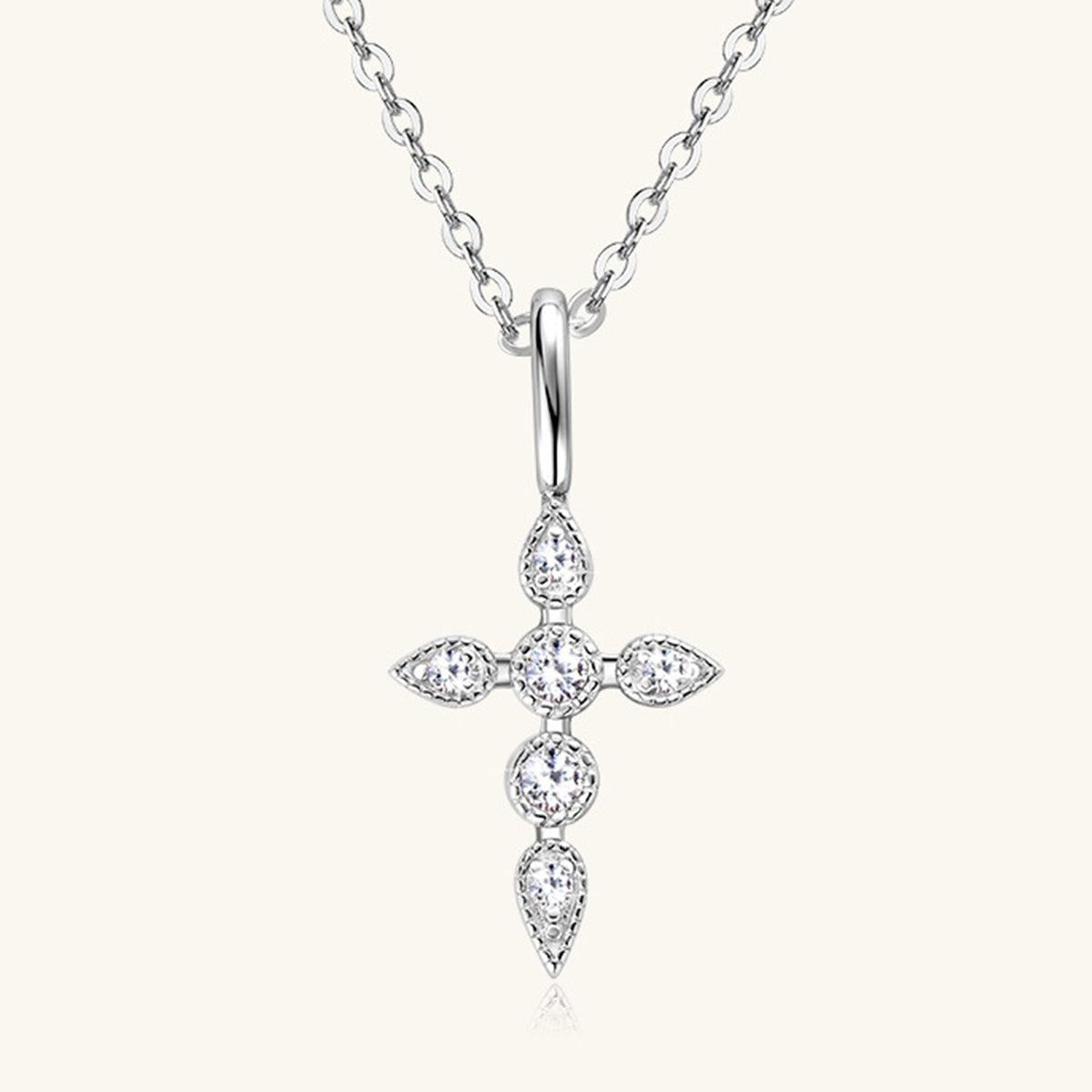 925 Sterling Silver Moissanite Cross Pendant Necklace - SELFTRITSS