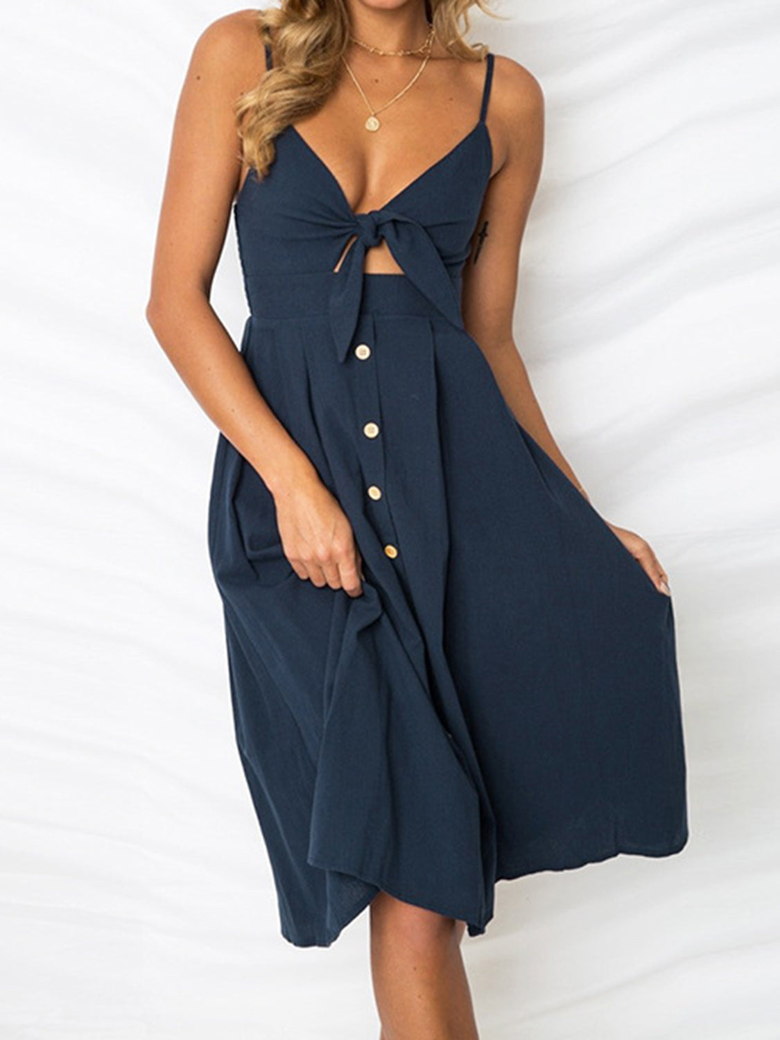 Cutout Smocked Sweetheart Neck Cami Dress - SELFTRITSS   