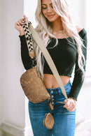 Camel Colorblock Strap Chain Shoulder Bag With Coin Purse - SELFTRITSS   