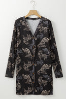 Black Wild Tiger Print Button Front Cardigan - SELFTRITSS   