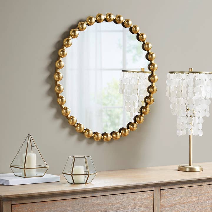 Round Iron Framed Wall Decor Mirror, Gold - SELFTRITSS