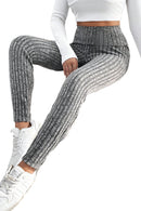 Gray Wide Waistband Ribbed Leggings - SELFTRITSS   