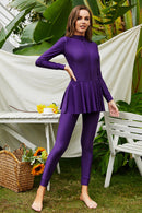 Mock Neck Long Sleeve One-Piece Swimwear - SELFTRITSS   