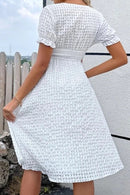 Textured Surplice Short Sleeve Dress - SELFTRITSS