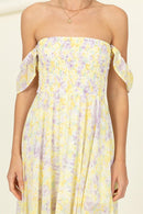 Pastel Florals Smocked Midi Dress - SELFTRITSS   