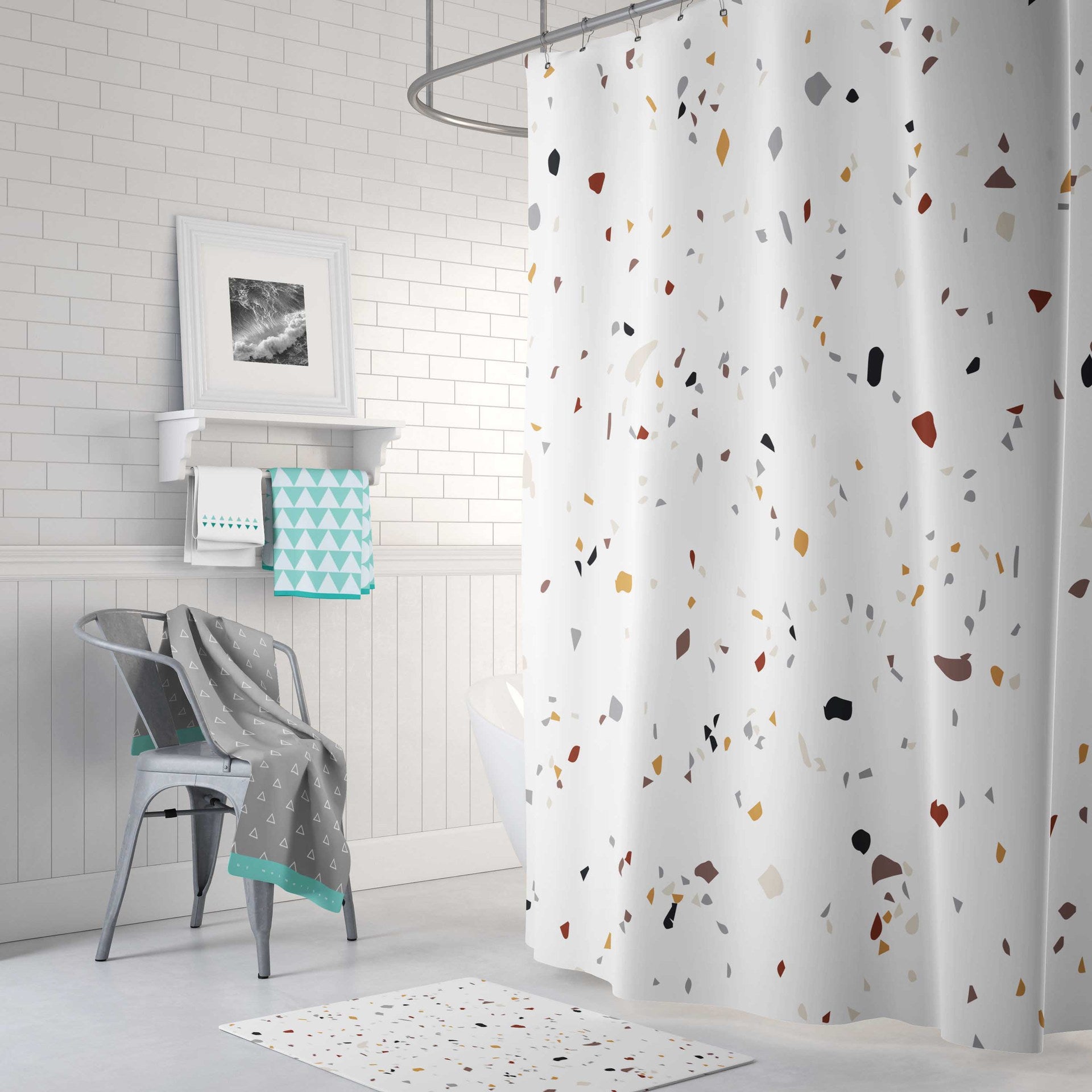 Bathroom Ins Morandi Terrazzo Shower Curtain