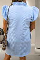 Ruffled V-Neck Cap Sleeve Mini Dress - SELFTRITSS