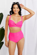 Marina West Swim Take A Dip Twist High-Rise Bikini in Pink - SELFTRITSS