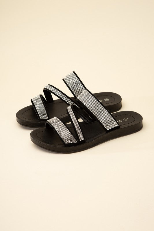 Rhinestone Strap Sandals - SELFTRITSS