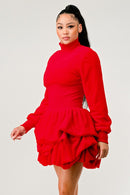 Merry Go Around Ruffle long sleeve dress - SELFTRITSS