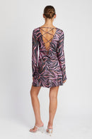 ZEBRA PRINT MINI DRESS WITH LACED UP BACK - SELFTRITSS