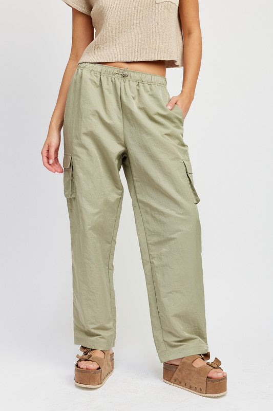 STRAIGHT LEG PANTS WITH ELASTIC WAIST BAND - SELFTRITSS   