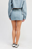 BELTED MINI DENIM SKIRT - SELFTRITSS