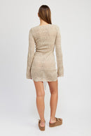 RUCHED CROCHET MINI DRESS - SELFTRITSS