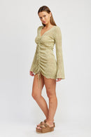 RUCHED CROCHET MINI DRESS - SELFTRITSS