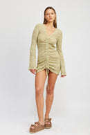 RUCHED CROCHET MINI DRESS - SELFTRITSS   