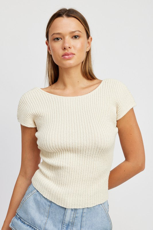 CAP SLEEVE TOP WITH OPEN BACK - SELFTRITSS