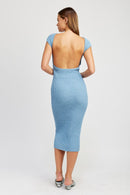 CAP SLEEVE BODYCON DRESS WITH OPEN BACK - SELFTRITSS   