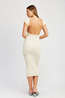 CAP SLEEVE BODYCON DRESS WITH OPEN BACK - SELFTRITSS
