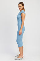 CAP SLEEVE BODYCON DRESS WITH OPEN BACK - SELFTRITSS