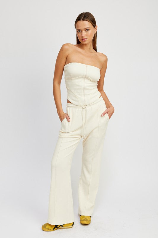 HIGH WAIST PANTS WITH DRAWSTRINGS - SELFTRITSS   