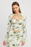 FLORAL BLOUSE WITH NECK TIE - SELFTRITSS