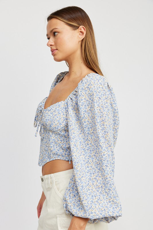 HANKY HEM TOP WITH BUBBLE SLEEVES - SELFTRITSS