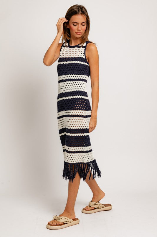 Sleeveless Crochet Effect Sweater Dress - SELFTRITSS   