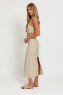 Square Neck Sleeveless Crochet Midi Dress - SELFTRITSS   