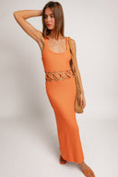 Square Neck Sleeveless Crochet Midi Dress - SELFTRITSS   