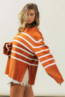 Tangarine Ribbed Hem Stripe Sweater