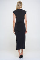 Made in USA Sleeveless Ruched Dress with Slit - SELFTRITSS