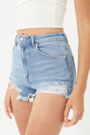 Love Tree Raw Hem Cat's Whisker Denim Shorts - SELFTRITSS