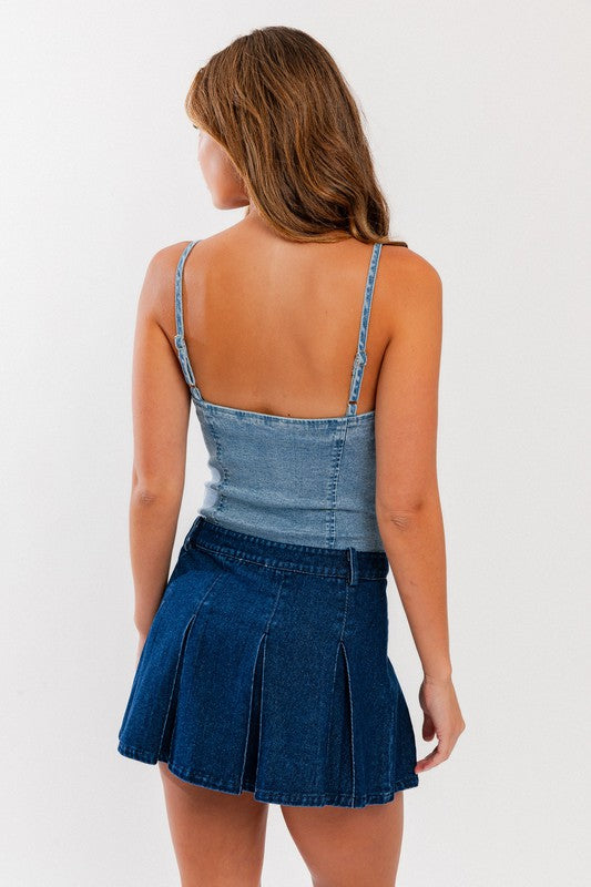 Denim Bustier Bodysuit - SELFTRITSS   