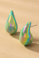 hollow puffy color coating teardrop earrings - SELFTRITSS   