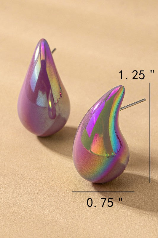 hollow puffy color coating teardrop earrings - SELFTRITSS   