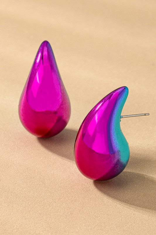 hollow puffy color coating teardrop earrings - SELFTRITSS   