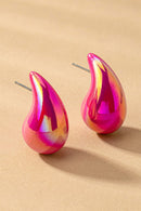 hollow puffy color coating teardrop earrings - SELFTRITSS   