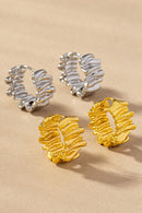 Brass ruffled ribbon huggie hoop earrings - SELFTRITSS   