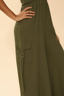 Smocked wide leg cargo jumpsuit - SELFTRITSS   