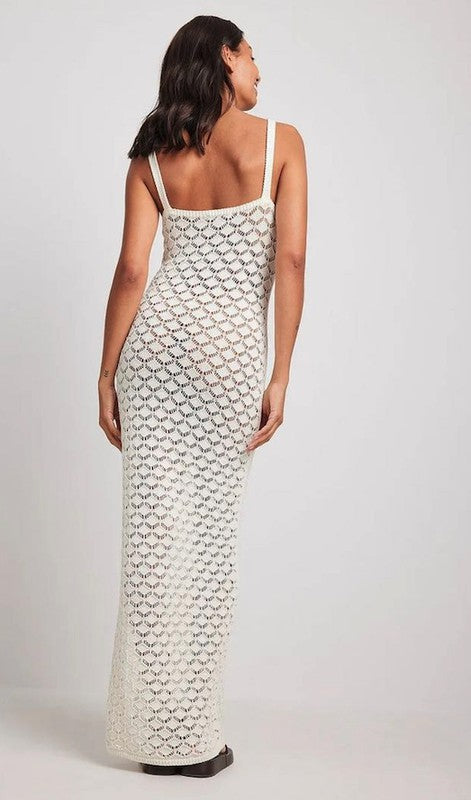 Crochet Knitted Maxi Dress - SELFTRITSS   