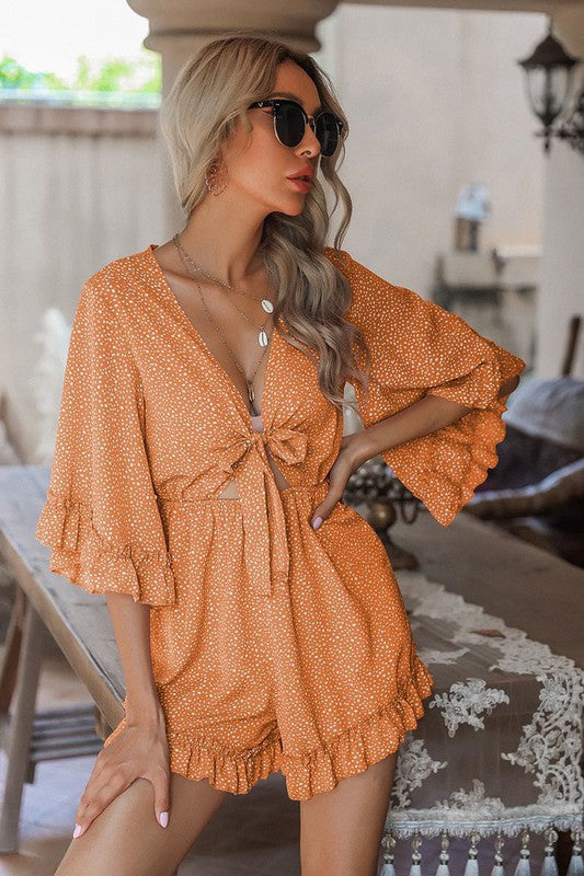 Ruffled trim Romper - SELFTRITSS   