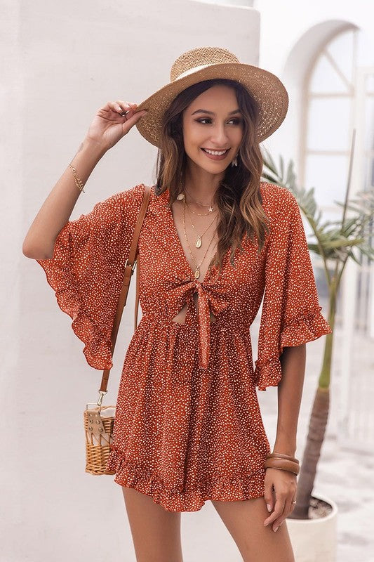 Ruffled trim Romper - SELFTRITSS   